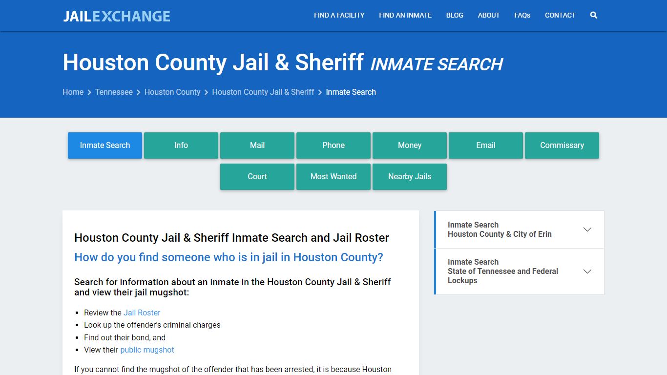 Inmate Search: Roster & Mugshots - Houston County Jail & Sheriff, TN